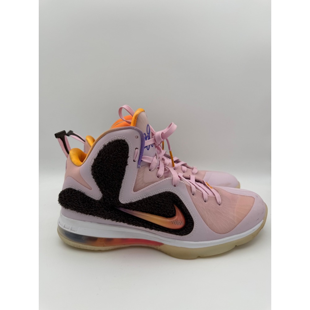 Nike‎ LeBron 9 Low Regal Pink Multi Color Velvet Brown DJ3908-600 Mens 10.5